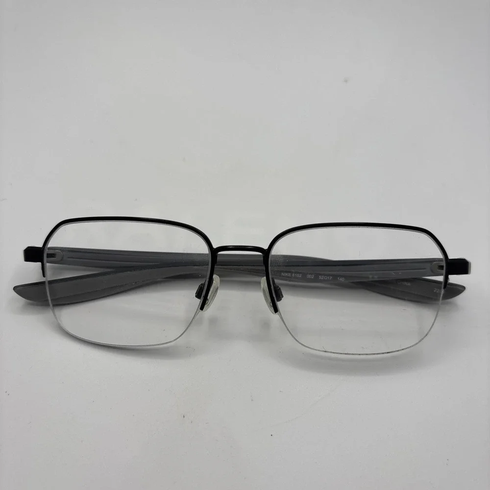 Nike 8152 002 Satin Black Semi Rimless Authentic Eyeglass Frames 52-17-140 #C246